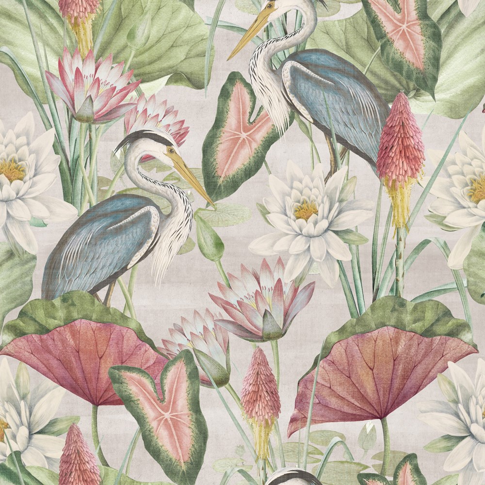 Waterlily Lake Wallpaper 100046EH by Esselle Home in Linen Multi